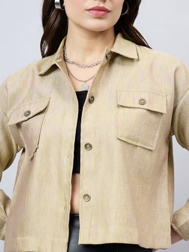Style Quotient Women Solid Lime Green and Mauve Polycotton casual Shacket