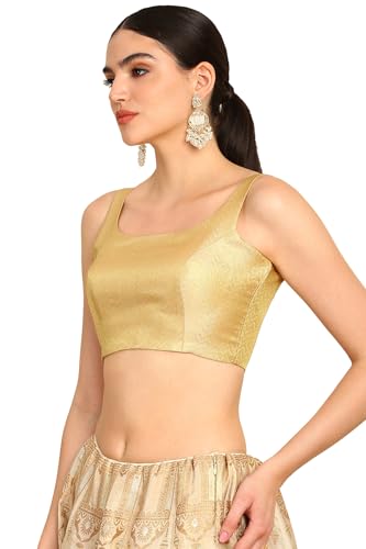 Soch Womens Beige Chevron Woven Design Tussar Padded Blouse
