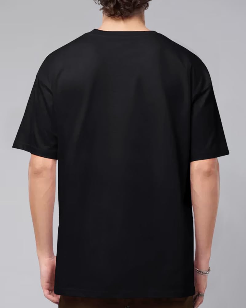 Eyebogler MenS Letter Print Oversized Fit T-Shirt (T811_Black