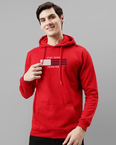 ADRO Printed Hoodie for Men, Cotton Sweatshirt, XL, Red, Model H24-FLAG-RD