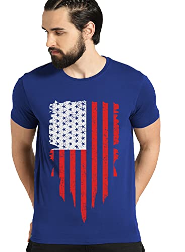 ADRO Mens USA Printed Cotton T-Shirt (RN22-2-USS-RB_Royal Blue_XL)