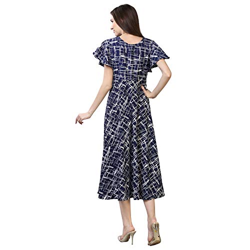 OOMPH! Womens Western & Fusion wear Midi Dresses for Women, Beach, Blue - md62