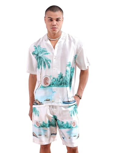 The Indian Garage Co Mens Regular Fit Tropical Print and Co-ords Set