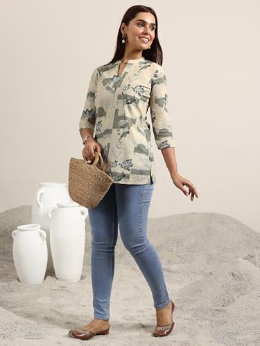 Libas Women's Cotton Blend Floral Straight Kurti