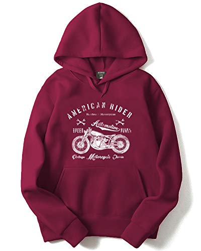 ADRO Mens Cotton Neck Hooded Sweatshirt (H-M-AME-MR_Maroon_XL)
