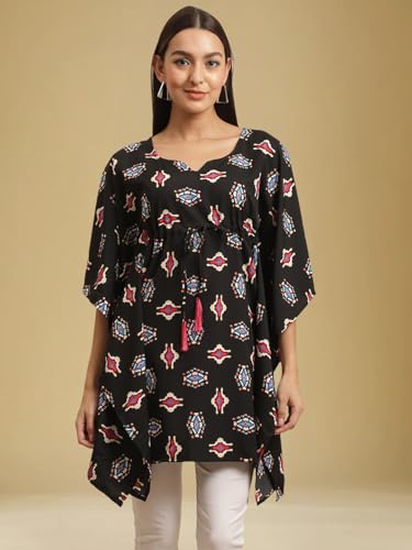 Tee Projekt Combo Crepe Kimino Sleeves Women's Printed Kaftan Dress ll Kaftan Beachwear, Resort Cover Up (Pack of 3)