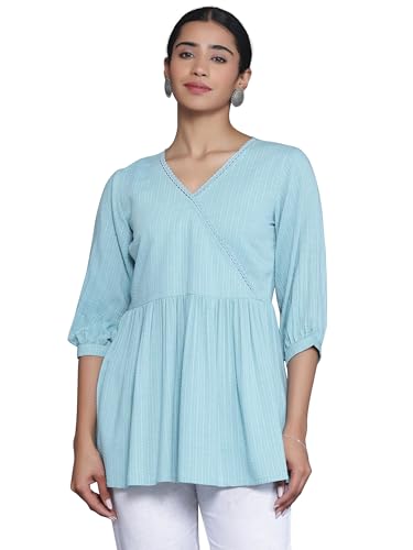 Libas WomenS Striped A-Line Kurti (26904 Blue