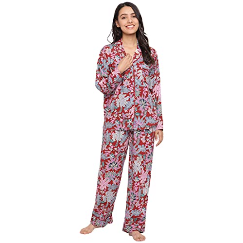 Fabindia Red Modal Viscose Printed Set (M)