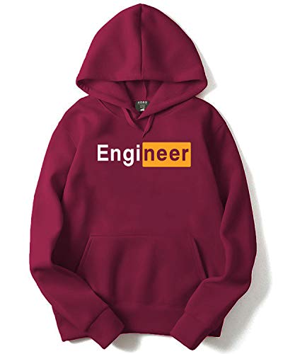 ADRO Mens Cotton Neck Hooded Sweatshirt (H20-M-EGN-MR_Maroon_XL)