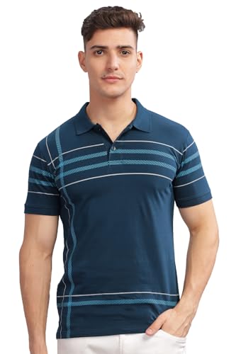 ADRO Mens Solid Regular Fit Polo Shirt (PNOP24-L1-SBWHSB_Teal