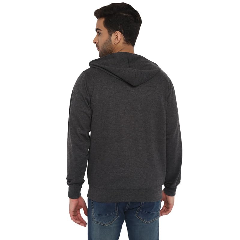 Turtle Men Poly Cotton Solid Charcoal Hooded Sweatshirt
