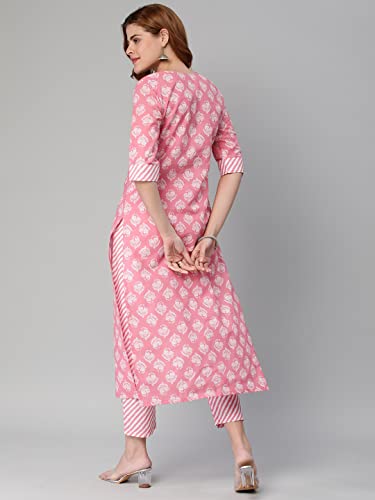 ANNI DESIGNER Cotton Blend Women's Regular A-Line Flared Kurta and Pant