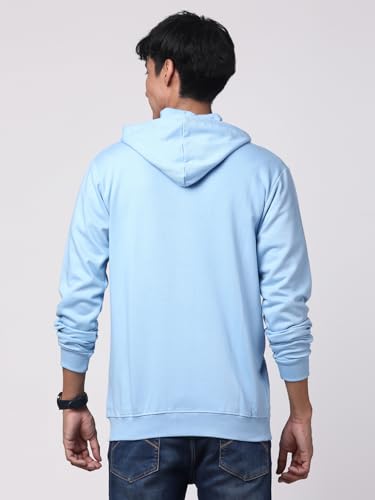 ADRO Mens Cotton Solid Zipper Hoodie Sweatshirts (ZH23-PLN-SK_SkyBlue)