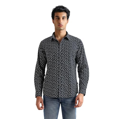 Black Floral Full Sleeved Shirt
