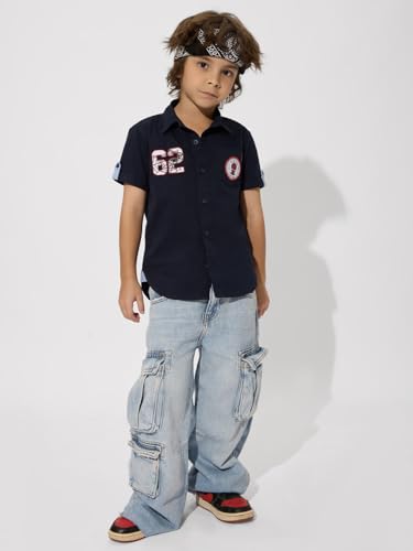 The Souled Store Officials Spider-Man Originals: Web of Justice Boys Short Sleeves Collared Neck Button Graphic Printed Cotton S