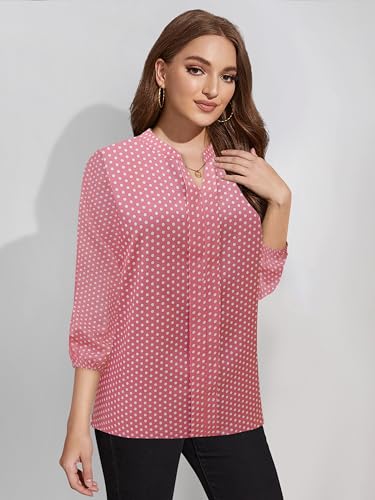 Toochki Womens Light Pink Muslin Polka Doted Straight Western Top | Winter Top |Top for Women | Latest Women Top | Trendy Women