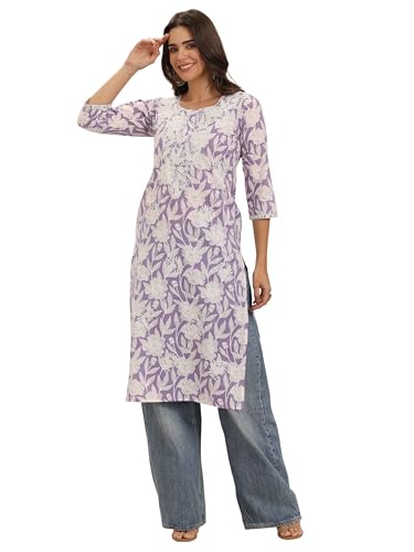 Libas WomenS Cotton Printed Regular Kurtas (29410O Lavender