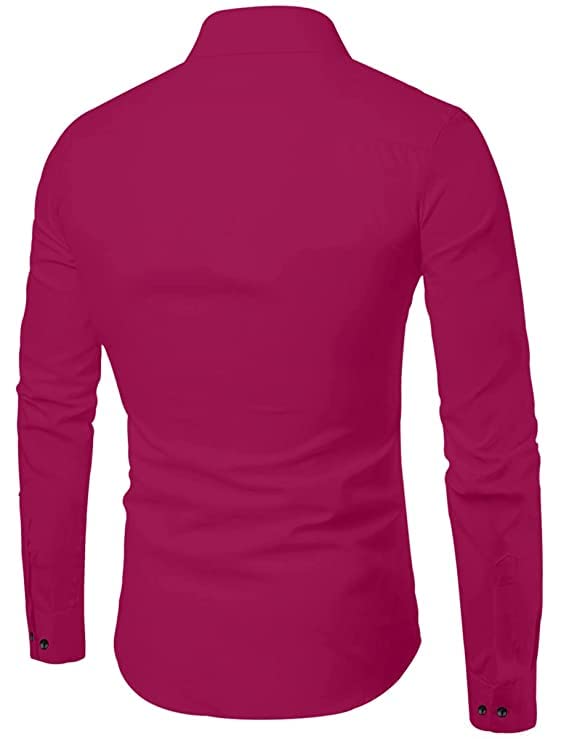 Bellstone Mens Solid Regular Fit Shirt (B-8200_Burgundy