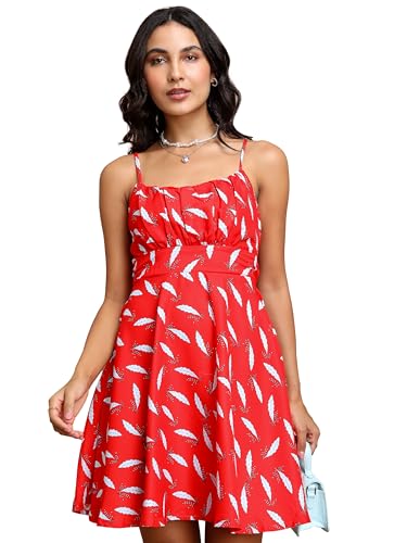 Ketch WomenS Cotton Blend Strapy Cutout Mini Dress Knee-Length Khj6000484_Red