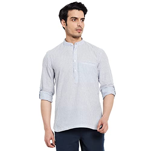 Fabindia Men Striped Kurta Shirt Cotton_S Blue