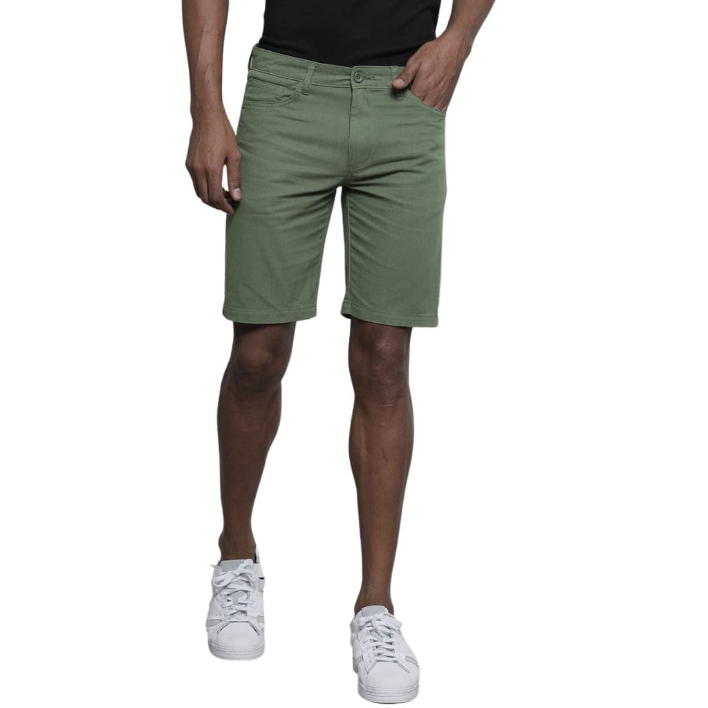 The Indian Garage Co Men Slim Fit Solid Mid-Rise Chino Shorts Green