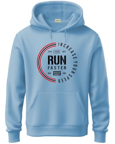 ADRO Mens Cotton Neck Hooded Sweatshirt (H24-FAST-SK_Sky Blue