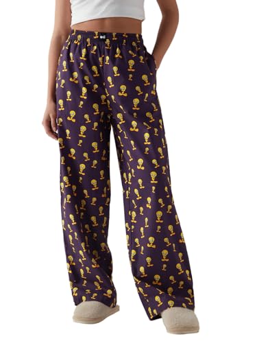 Bewakoof Womens All Over Printed Regular Fit Cotton-Poplin Pyjama_644696_Purple_XL
