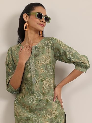 Libas Women's Silk Blend Straight Fit Printed Kurta