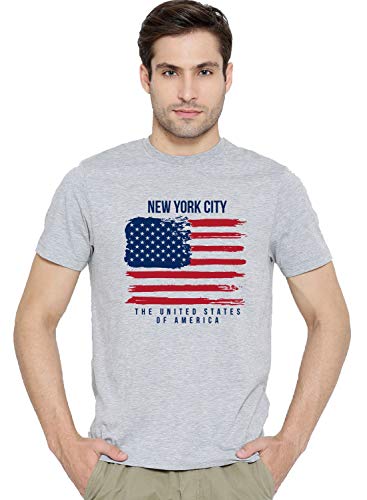 ADRO Mens USA American Flag Printed Cotton T-Shirts (RNR-M-NWW-GR_Grey_XL)