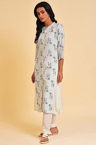 W for Woman Women's Rayon Printed Regular Kurta
