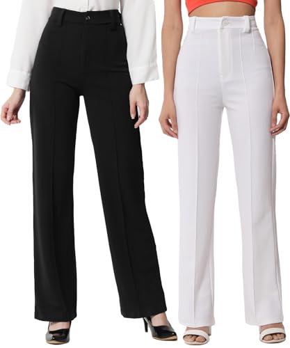 KOTTY Pack of 2 Women Regular Fit Viscose Rayon Trousers