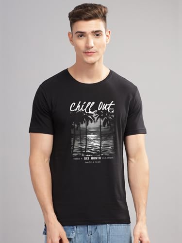 ADRO Mens Nature Graphic Tshirt - Premium Cotton T-Shirt with Stunning Nature Design - Best for Outdoor Enthusiasts Print Black