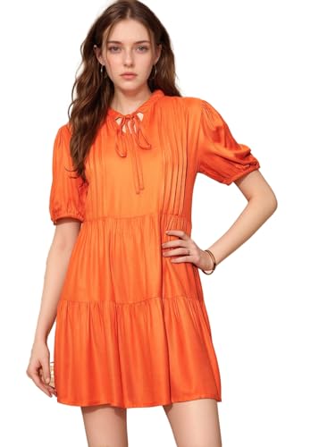 RARE Womens Viscose Fit and Flare Mini Dress (EP8091AMC_Orange