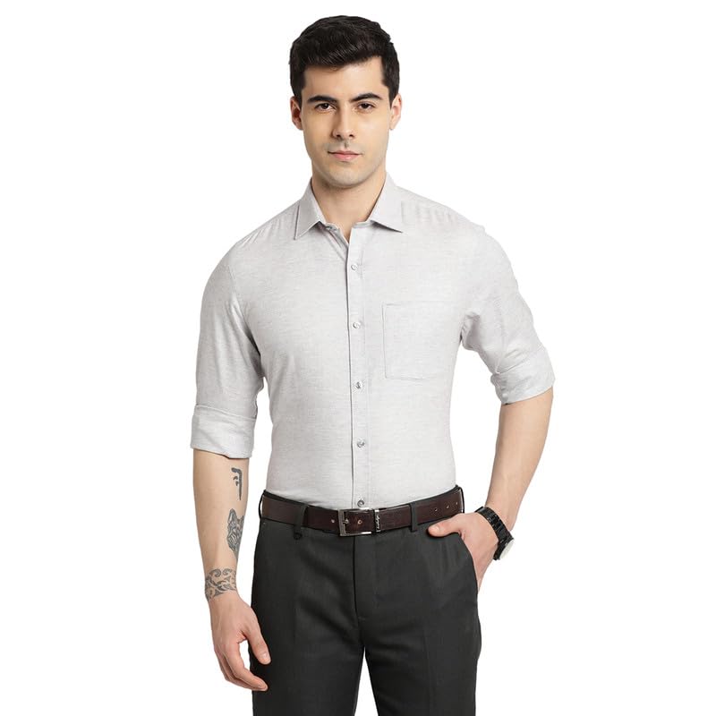 Turtle Men 100% Cotton Grey Solid Slim Fit Formal Shirts