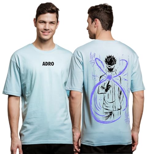 ADRO Oversize T Shirt for Men | Drop Shoulder Cotton T Shirt | Anime Oversize T-Shirt | Luffy T Shirt Gear 5| Trendy Front and B