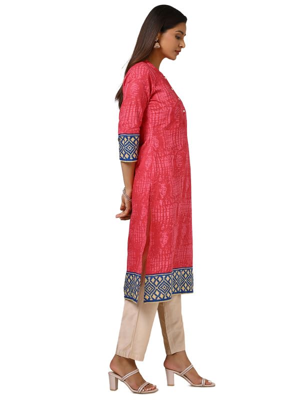 Soch Womens Fuchsia Cotton Blend Abstract Print Kurta