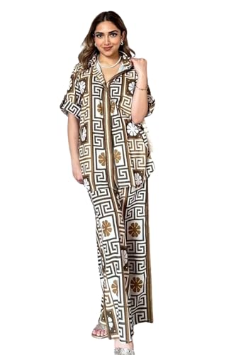 Leriya Fashion Womens Rayon Printed Regular Dress (LF-W2192&TR1150_Brown