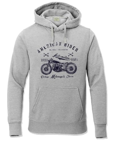 ADRO Mens Cotton Blend Neck Hooded Sweatshirt (H24-AME-GR-M_Grey)