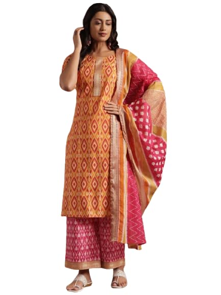 Libas WomenS Cotton Kurta Set (36618H_Orange
