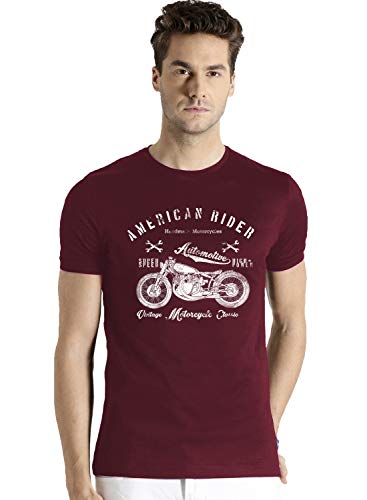 ADRO Mens Regular Fit T-Shirt (RNR-M-AME-BG-XXL_Maroon_XX-Large)