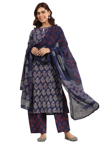 Libas WomenS Cotton Kurta Set (400192Oh_Blue