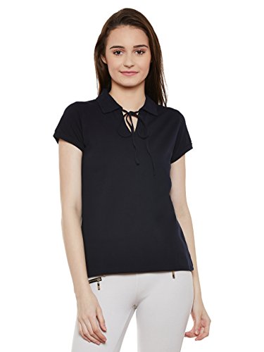 Miss Chase Womens Navy Blue Polo T-Shirt(Mcss17Tp07-93-71-04_Navy Blue_Medium)