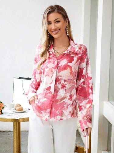 Litzo Shirts For Women Korean Style Long Sleeve Oversized Button Down | Plus Size Workwear Top For Office & Casual Wear (L-103-