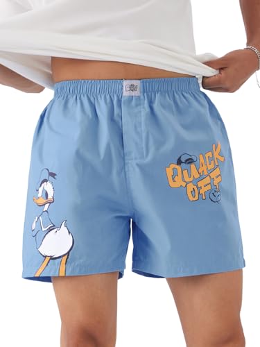 The Souled Store Official Donald Duck: Quack Off Blue Men And Boys Blue Graphic Printed Cotton Boxer Short