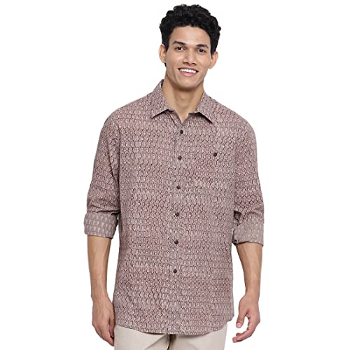 Fabindia Men Cotton Regular Collar Shirt Brown_S