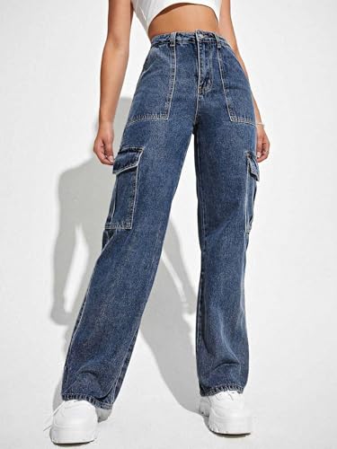 Greciilooks Regular High Rise Pant Baggy High Waist | Bell Bottom Jeans For Women (Gl-Dj-07_Blue