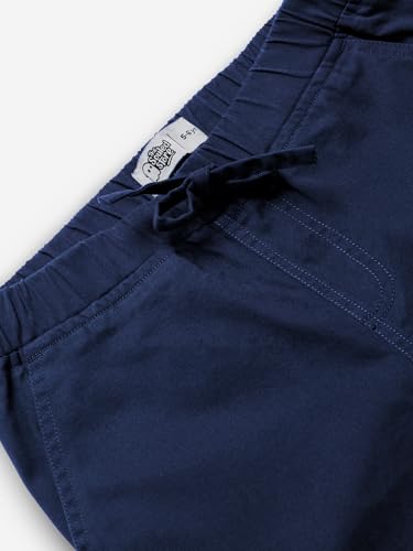 The Souled Store Solids: Estate Blue Boys Drawstringed Cotton Cargo Joggers