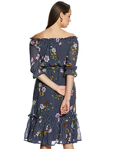 Rare Women'S Polyester Strapless Midi Dress (Ep4161_Navy Blue_L)