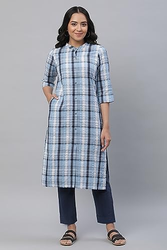Aurelia White Checker Modern Kurta and Pants Set