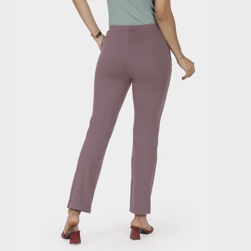 BlissClub Women Ultimate Straight Pants| Pintuck Design | No-Dig Waistband | Trousers for Women | 2 Zippered Pockets
